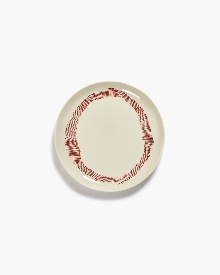 Starter plate ⌀ 22,5cm White Swirl Red Stripes | Ottolenghi