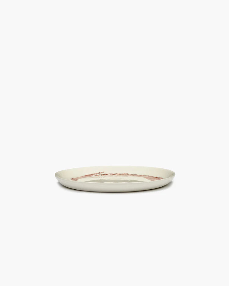 Starter plate ⌀ 22,5cm White Swirl Red Stripes | Ottolenghi
