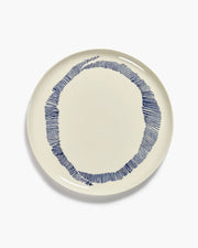 Serving Plate ⌀ 35cm White Blue Stripes | Ottolenghi