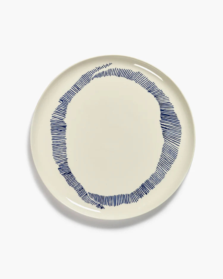 Serving Plate ⌀ 35cm White Blue Stripes | Ottolenghi