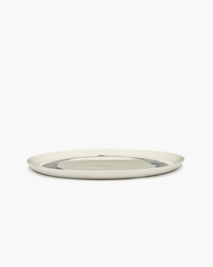 Serving Plate ⌀ 35cm White Blue Stripes | Ottolenghi