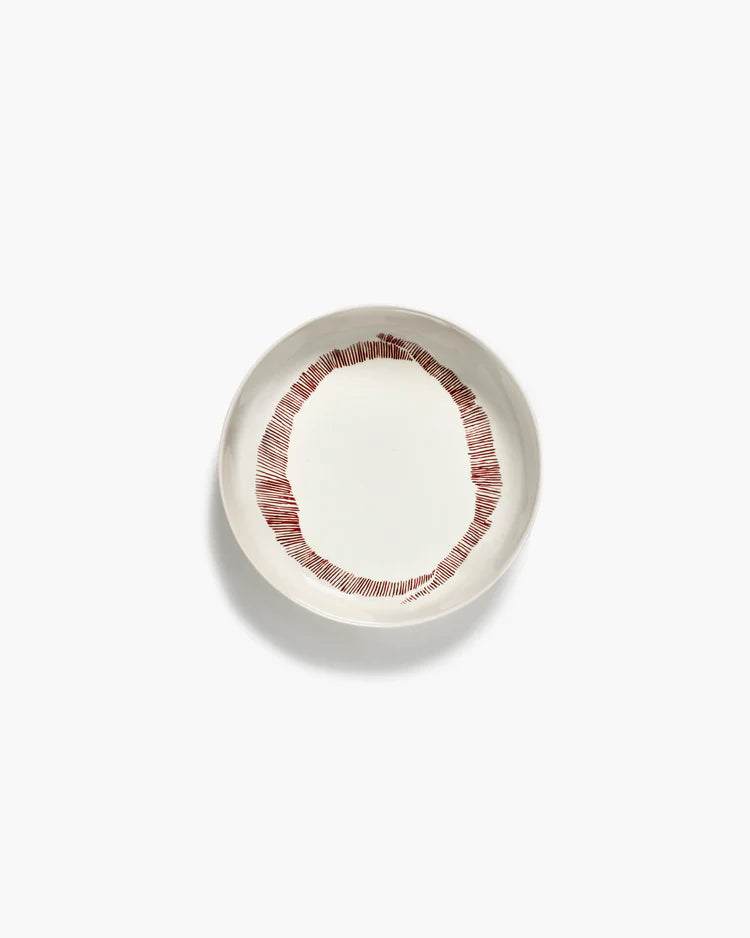 Deep Plate ⌀ 22cm White Red Stripes | Ottolenghi