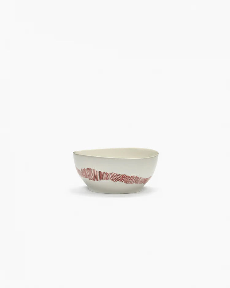 Bowl ⌀ 16cm White Swirl Red Stripes | Ottolenghi