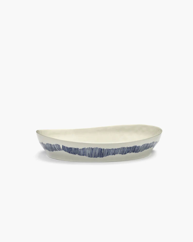 Deep Serving Plate ⌀ 30cm White Blue Stripes | Ottolenghi