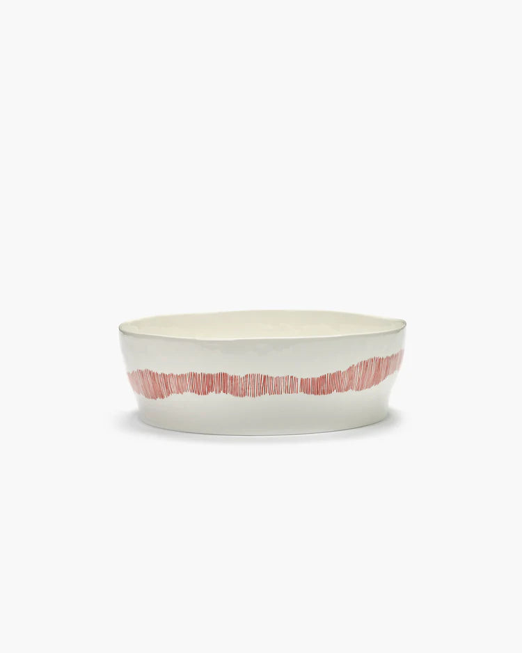 Salad Bowl ⌀ 28,5cm White Swirl Red Stripes | Ottolenghi
