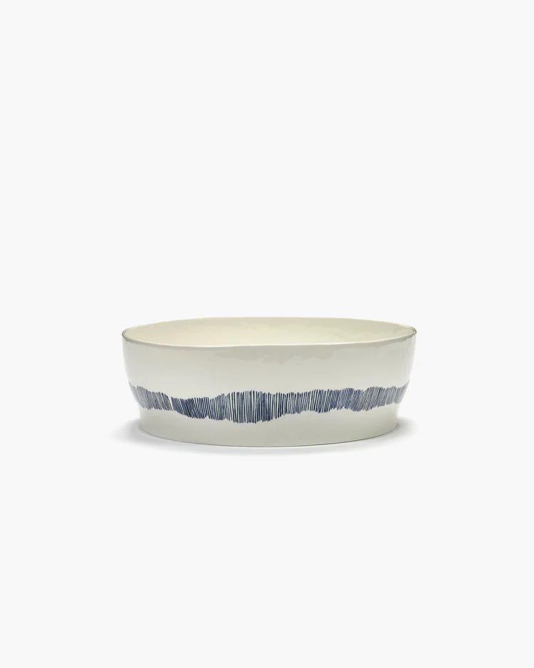 Salad Bowl ⌀ 28,5cm White Swirl Blue Stripes | Ottolenghi