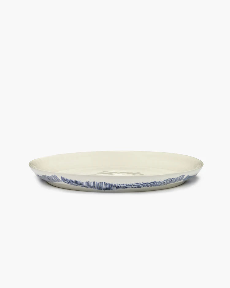 Deep Serving Plate ⌀ 35cm White Blue Stripes | Ottolenghi